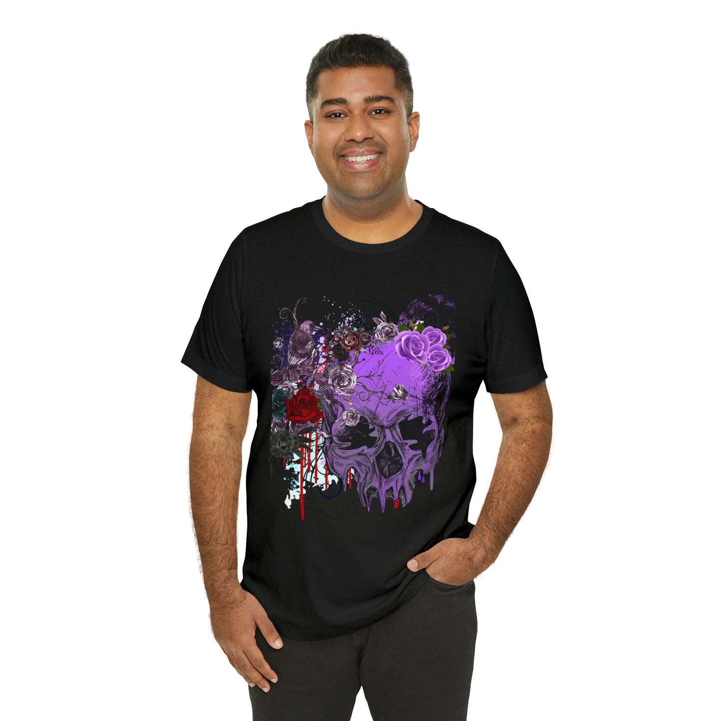 Halloween skull purple Unisex Jersey Short Sleeve Tee