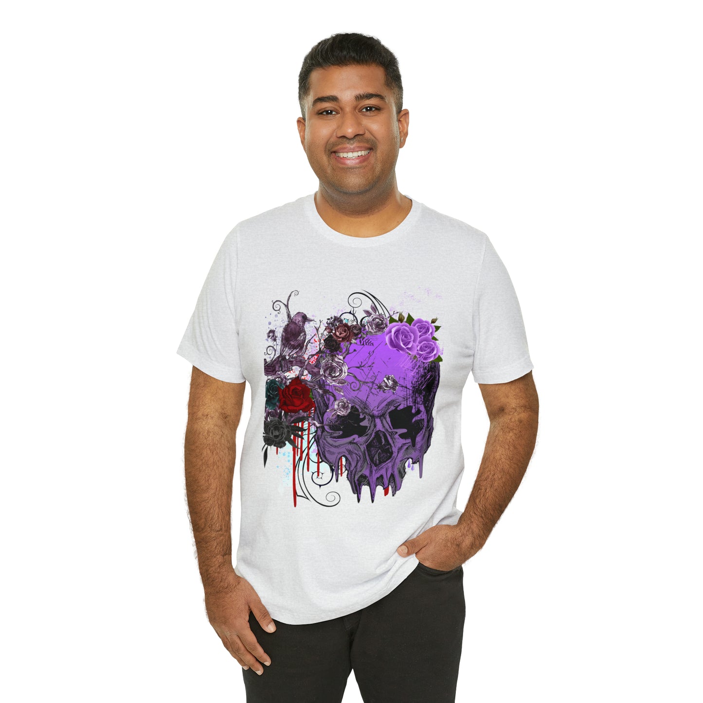 Halloween skull purple Unisex Jersey Short Sleeve Tee