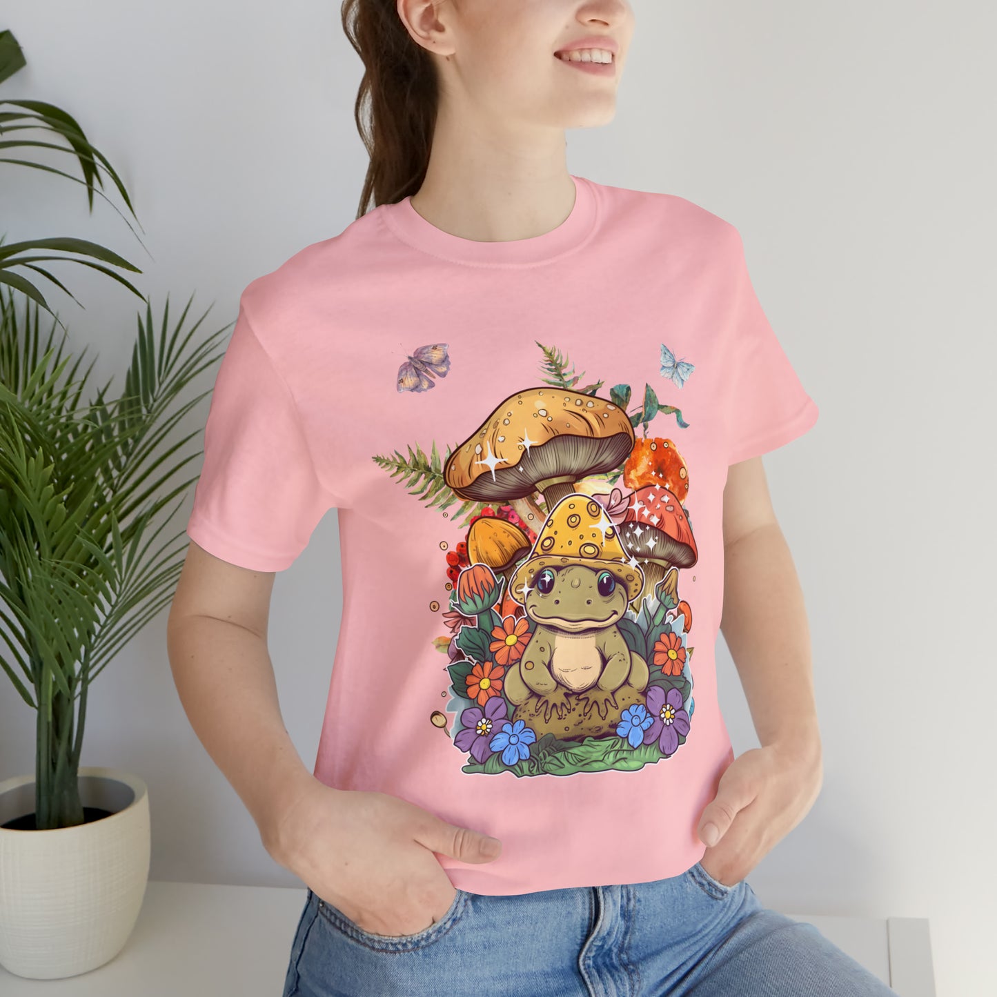 Frog and mushroom cute Unisex Jersey Short Sleeve Tee