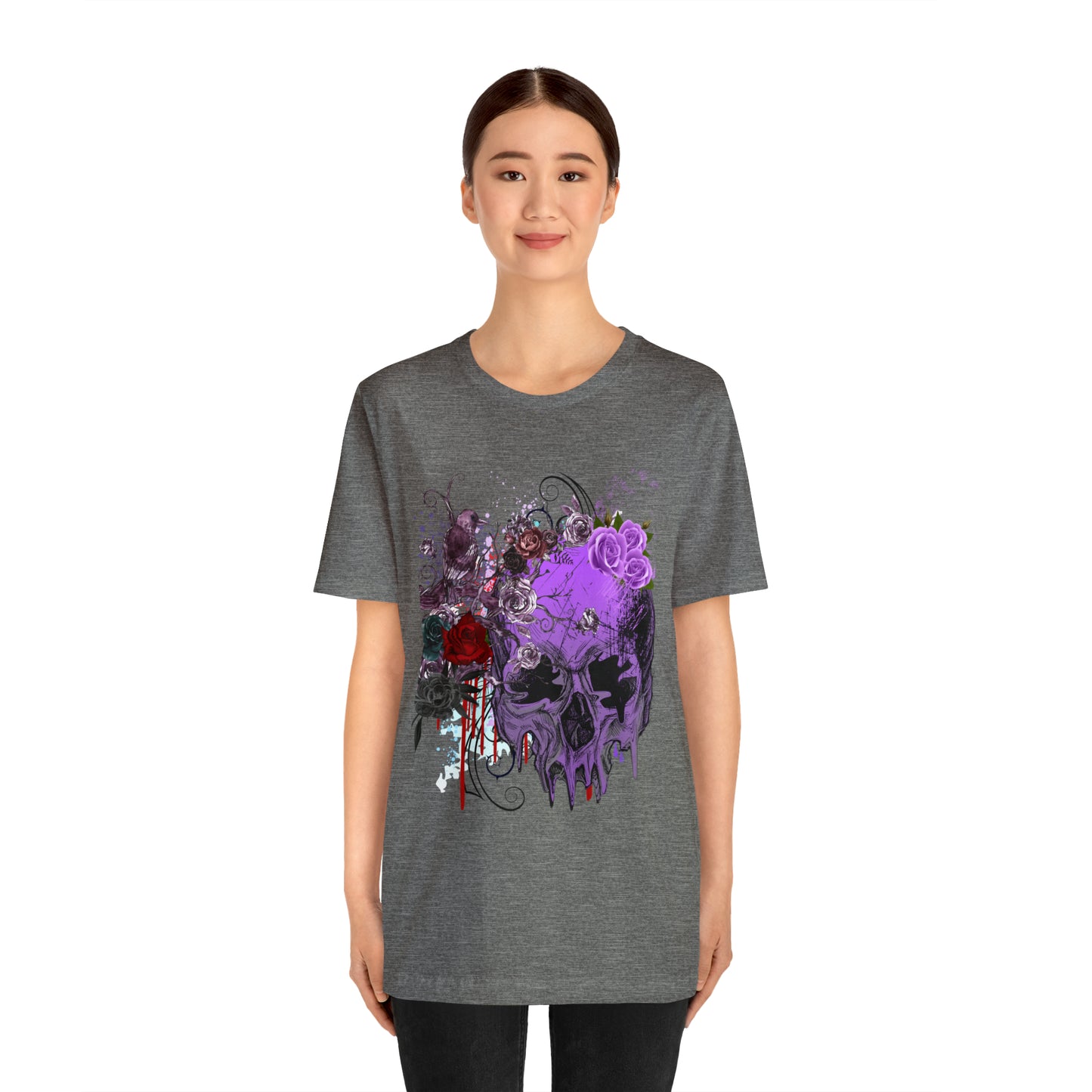 Halloween skull purple Unisex Jersey Short Sleeve Tee