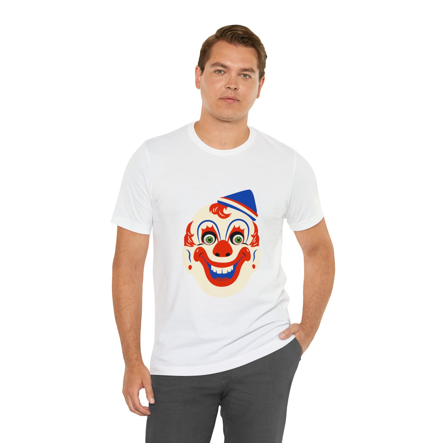 Halloween creepy clown mask Unisex Jersey Short Sleeve Tee