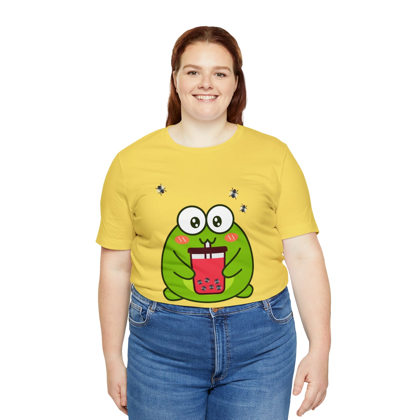 Frog loves boba tea Unisex Jersey Short Sleeve Tee