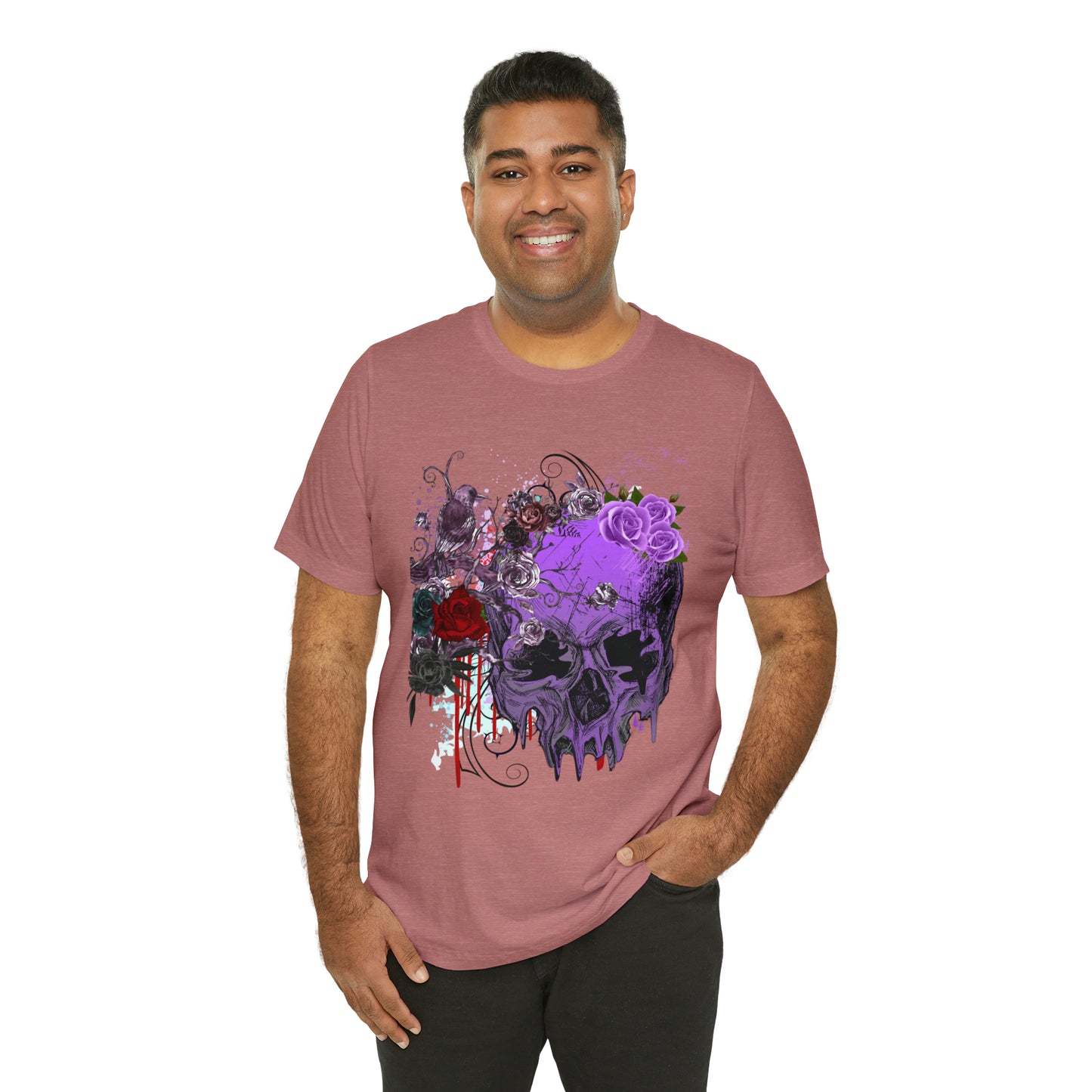 Halloween skull purple Unisex Jersey Short Sleeve Tee