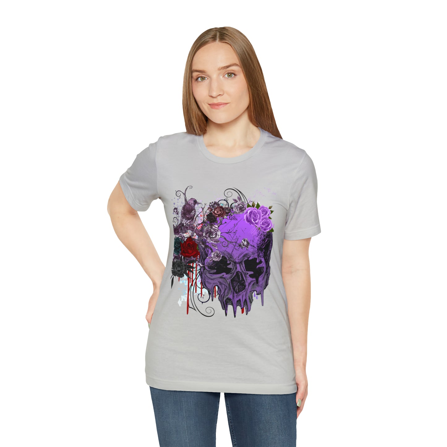 Halloween skull purple Unisex Jersey Short Sleeve Tee