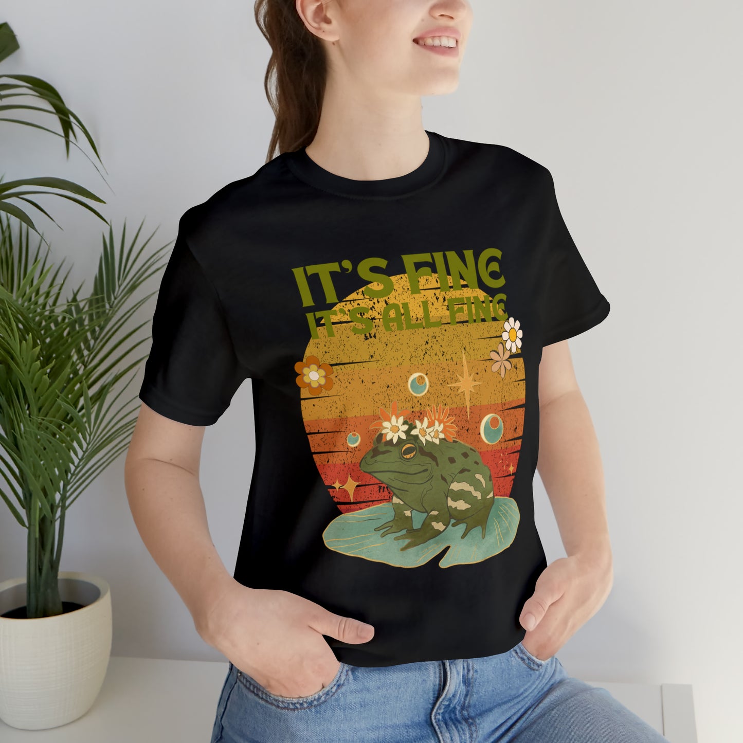 It's fine, it's all fine Cottage Frog Unisex Jersey Short Sleeve Tee