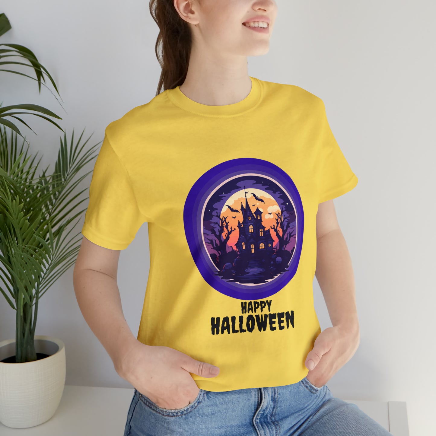 Halloween haunted house Unisex Jersey Short Sleeve Tee