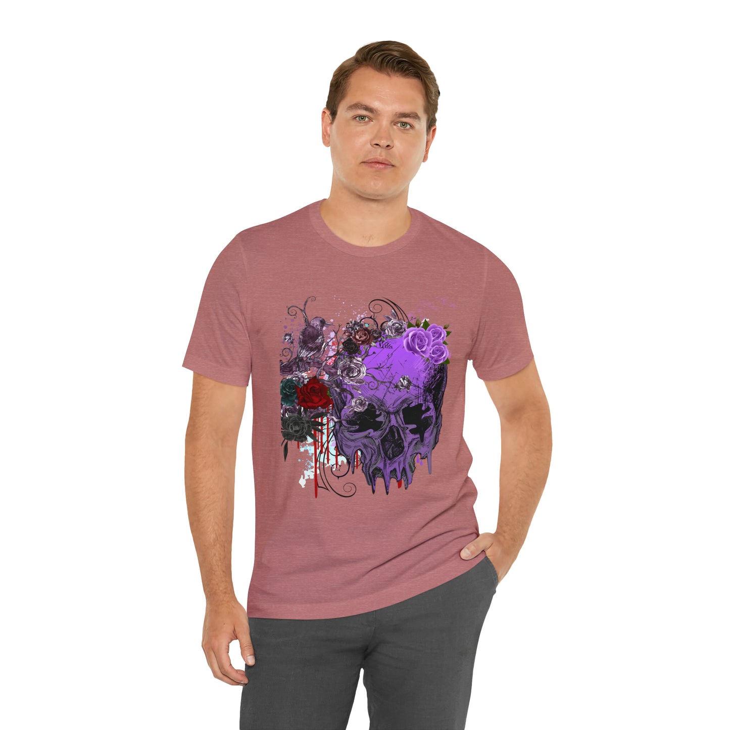 Halloween skull purple Unisex Jersey Short Sleeve Tee