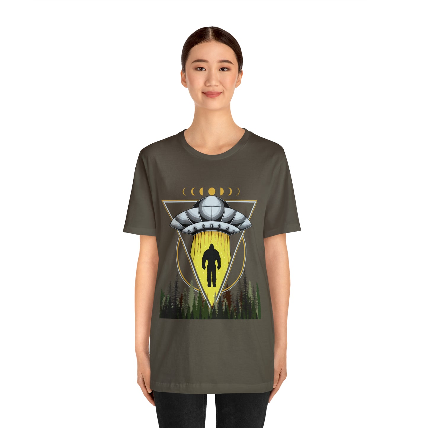 Bigfoot UFO Abduction Unisex Jersey Short Sleeve Tee