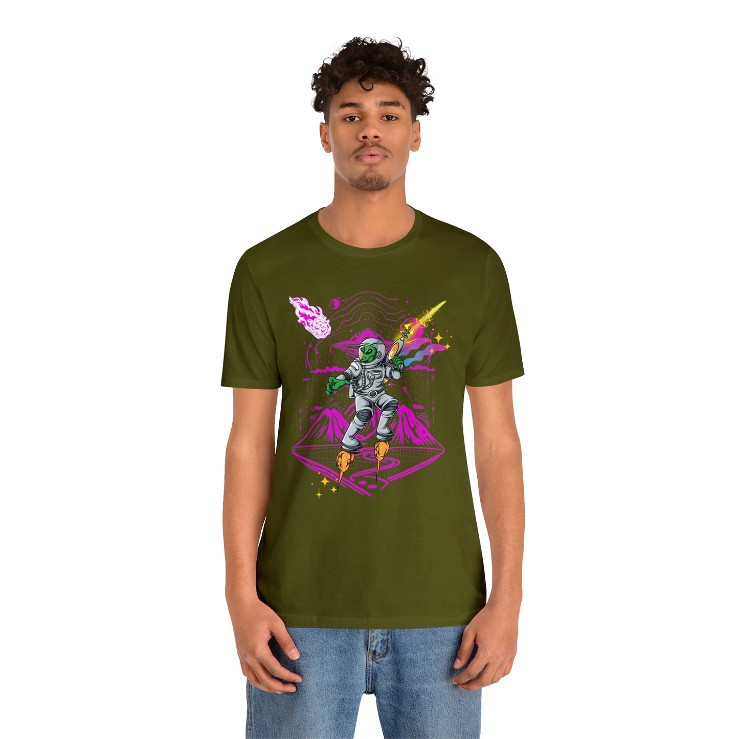 Alien and ray gun Unisex Jersey Short Sleeve Tee