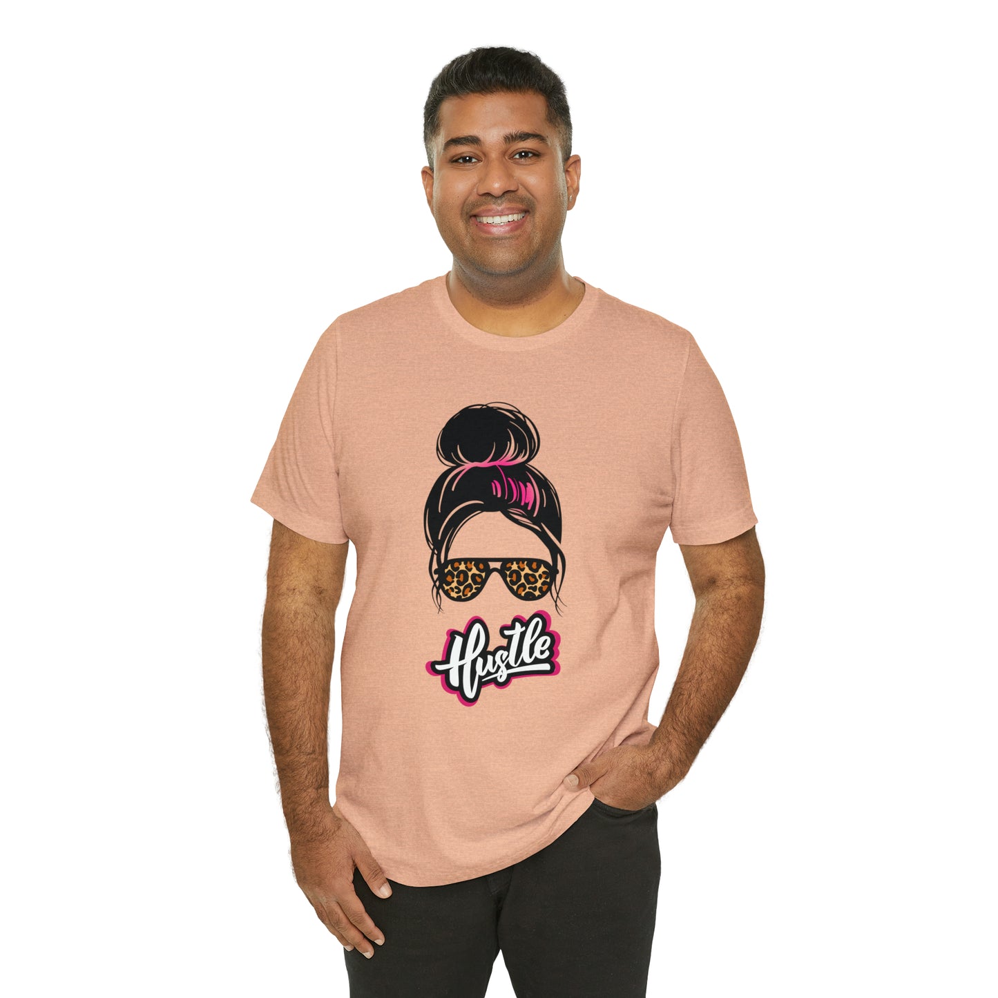 Hustle messy bun pink Unisex Jersey Short Sleeve Tee