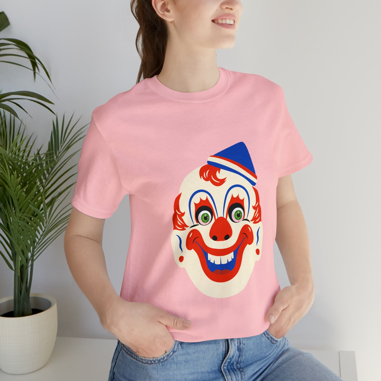 Halloween creepy clown mask Unisex Jersey Short Sleeve Tee