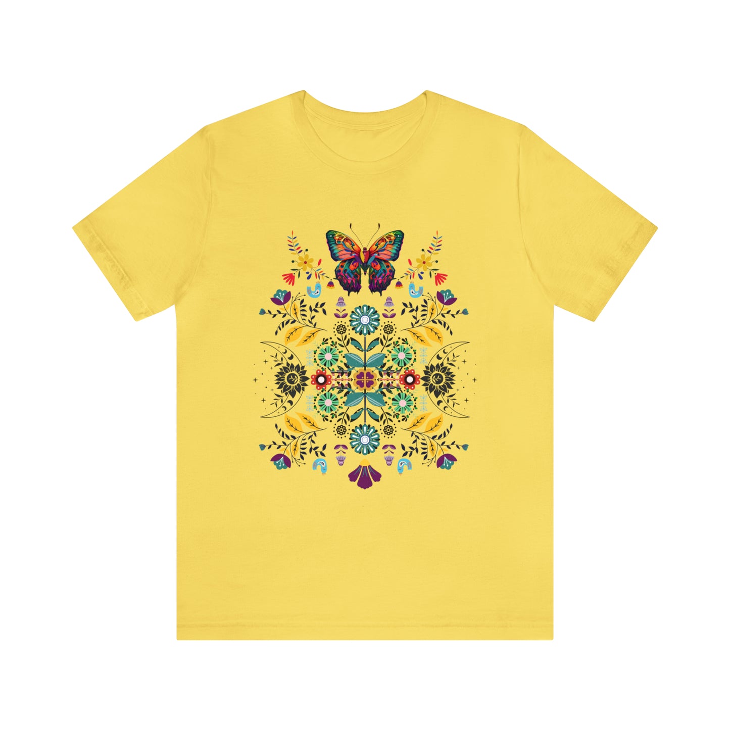 Celestial Folk art butterfly Unisex Jersey Short Sleeve Tee