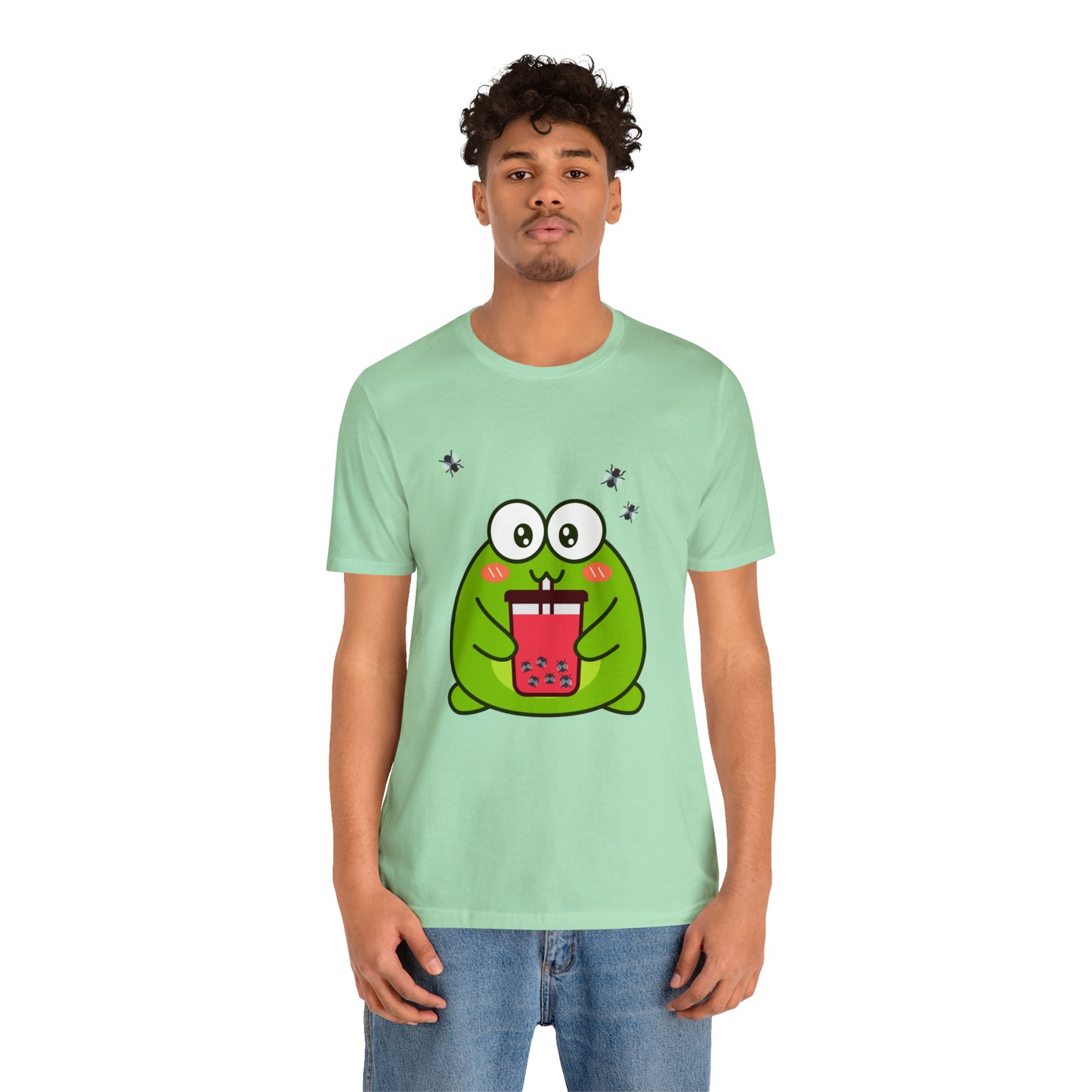 Frog loves boba tea Unisex Jersey Short Sleeve Tee