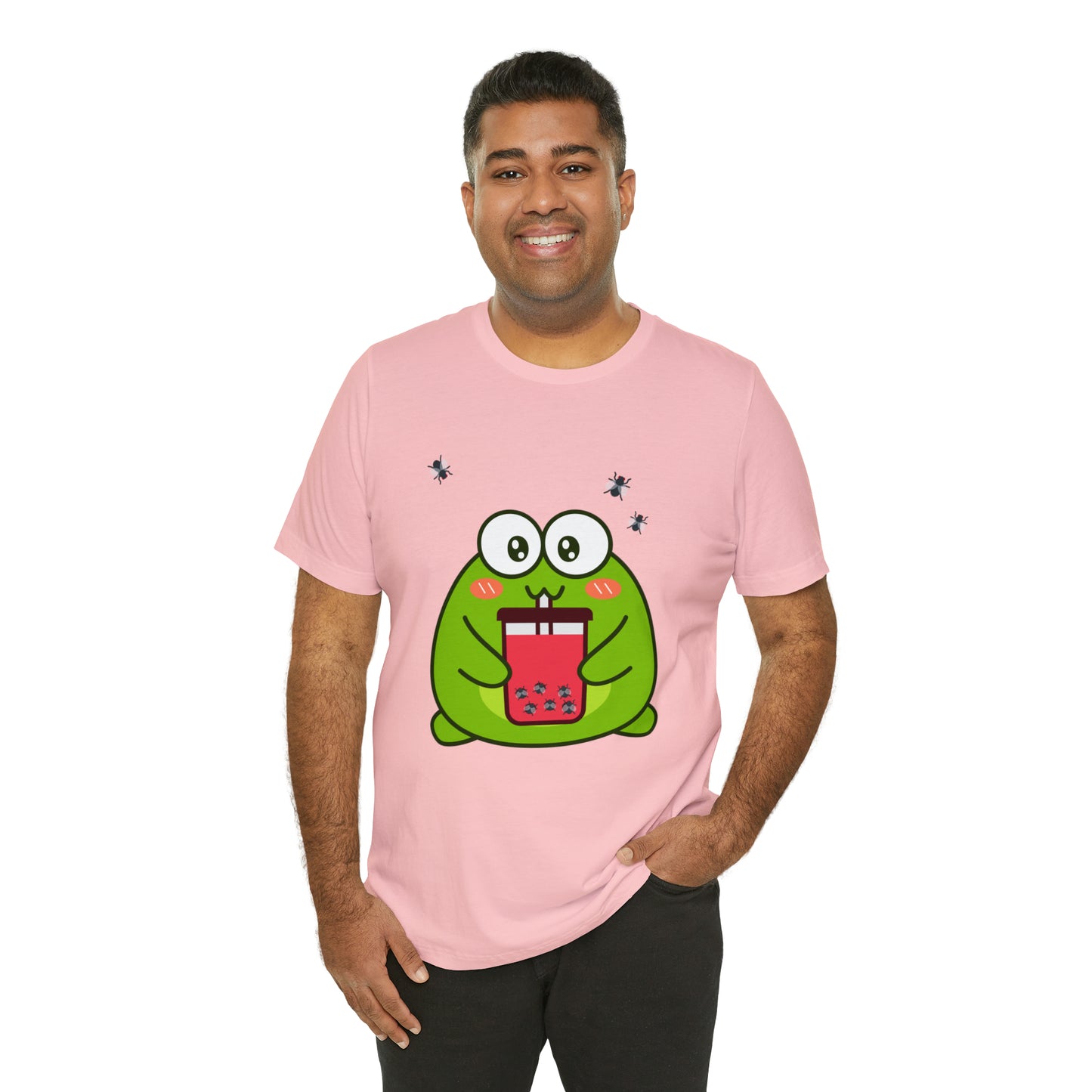 Frog loves boba tea Unisex Jersey Short Sleeve Tee