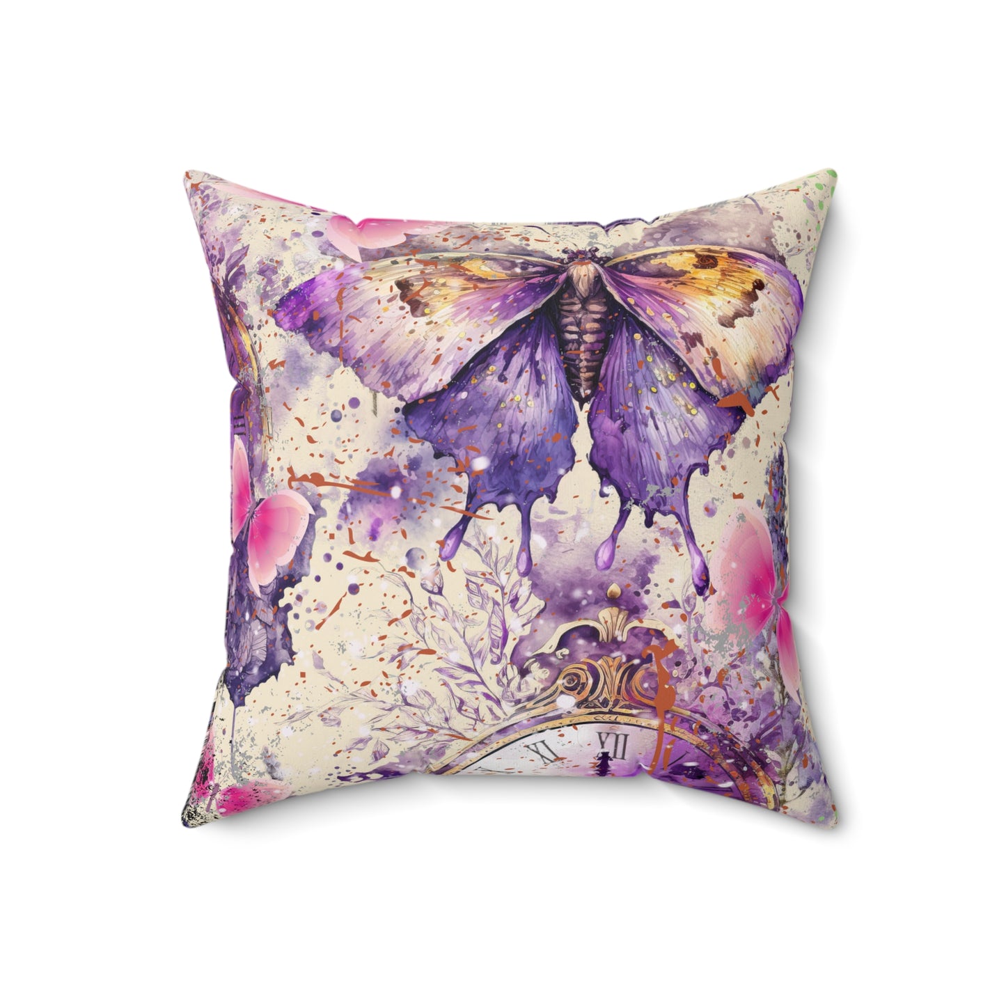 Purple floral Spun Polyester Square Pillow