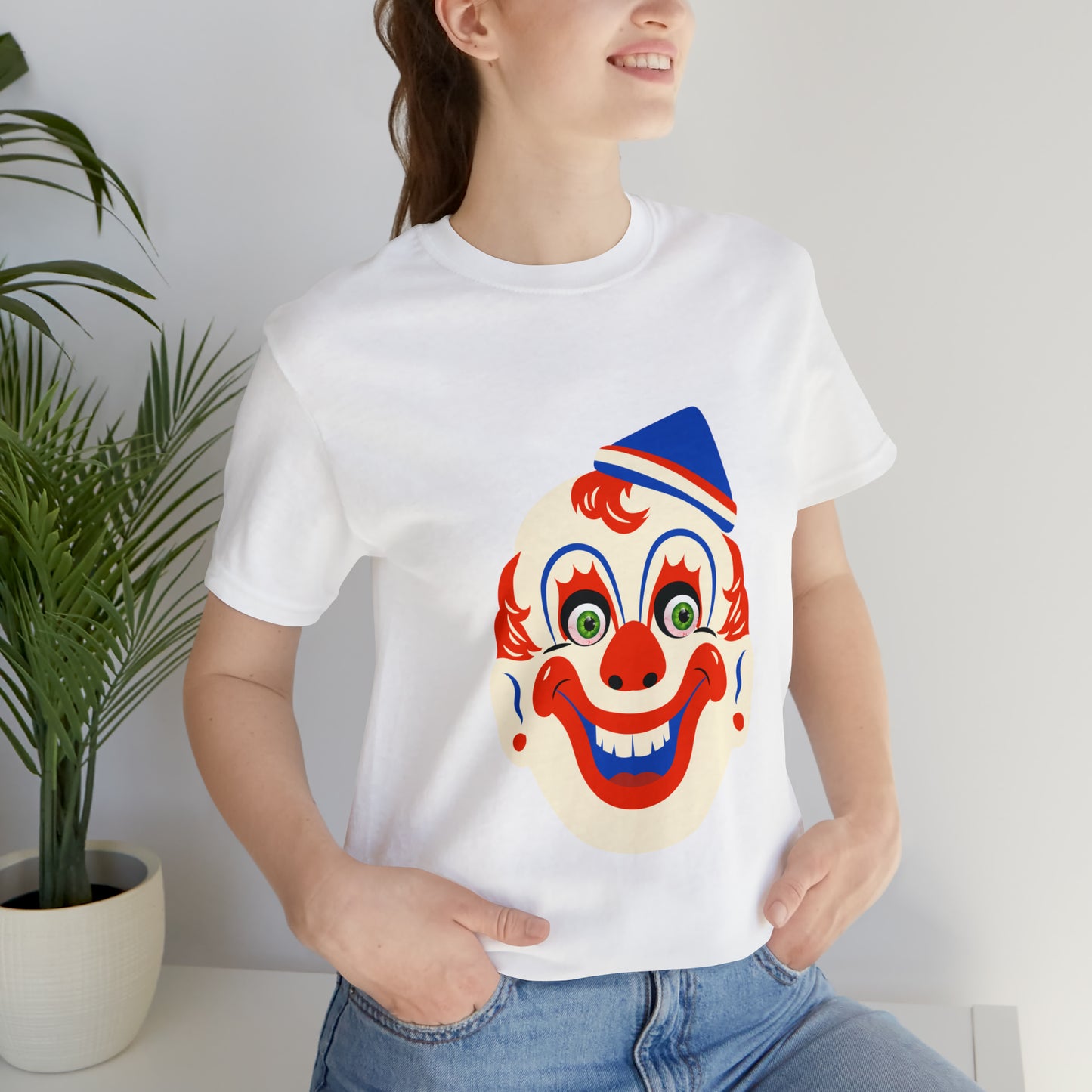 Halloween creepy clown mask Unisex Jersey Short Sleeve Tee