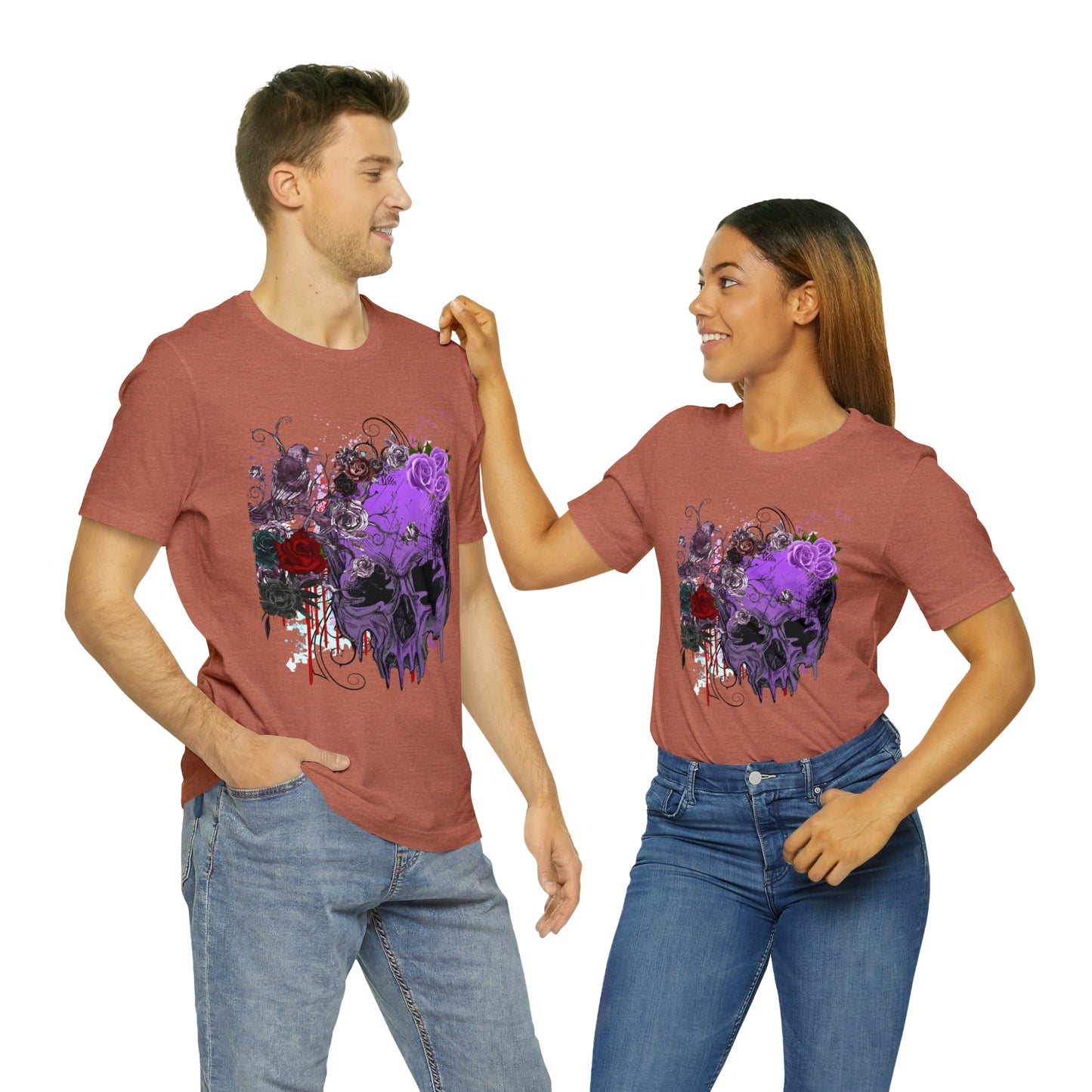 Halloween skull purple Unisex Jersey Short Sleeve Tee