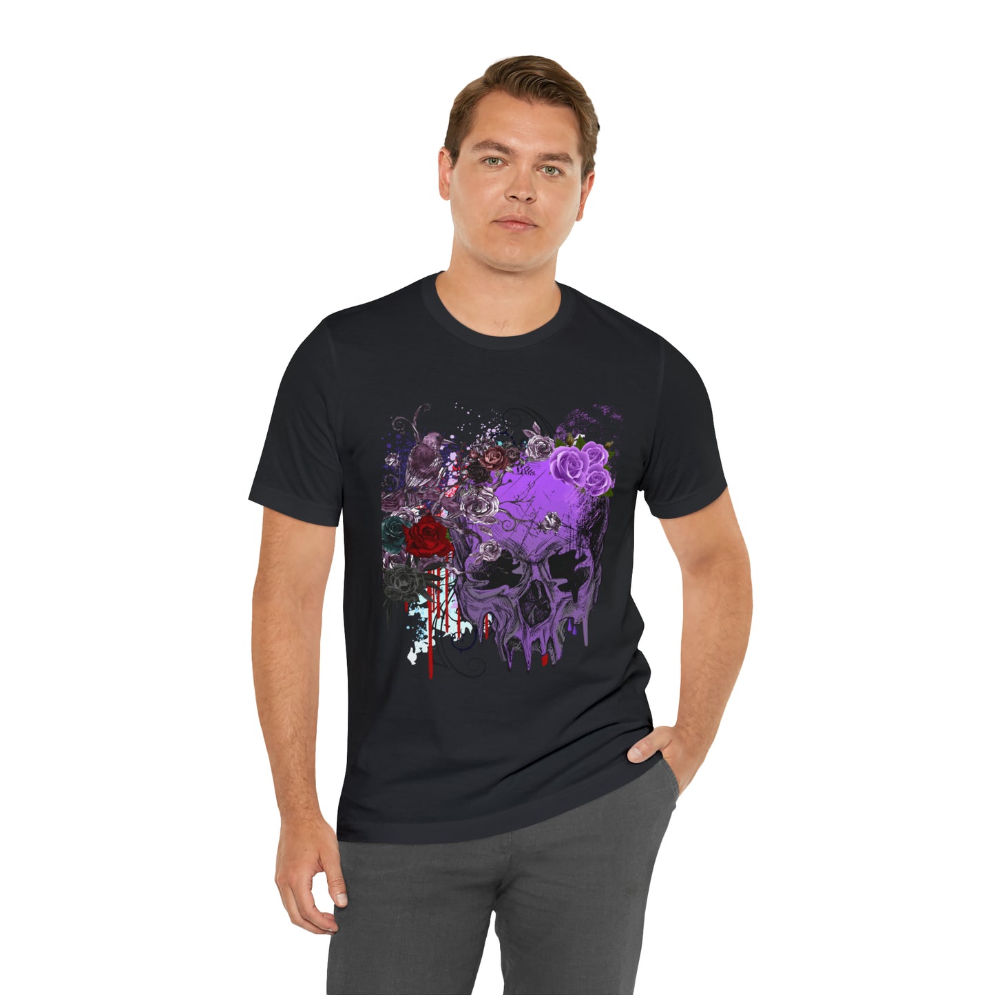 Halloween skull purple Unisex Jersey Short Sleeve Tee