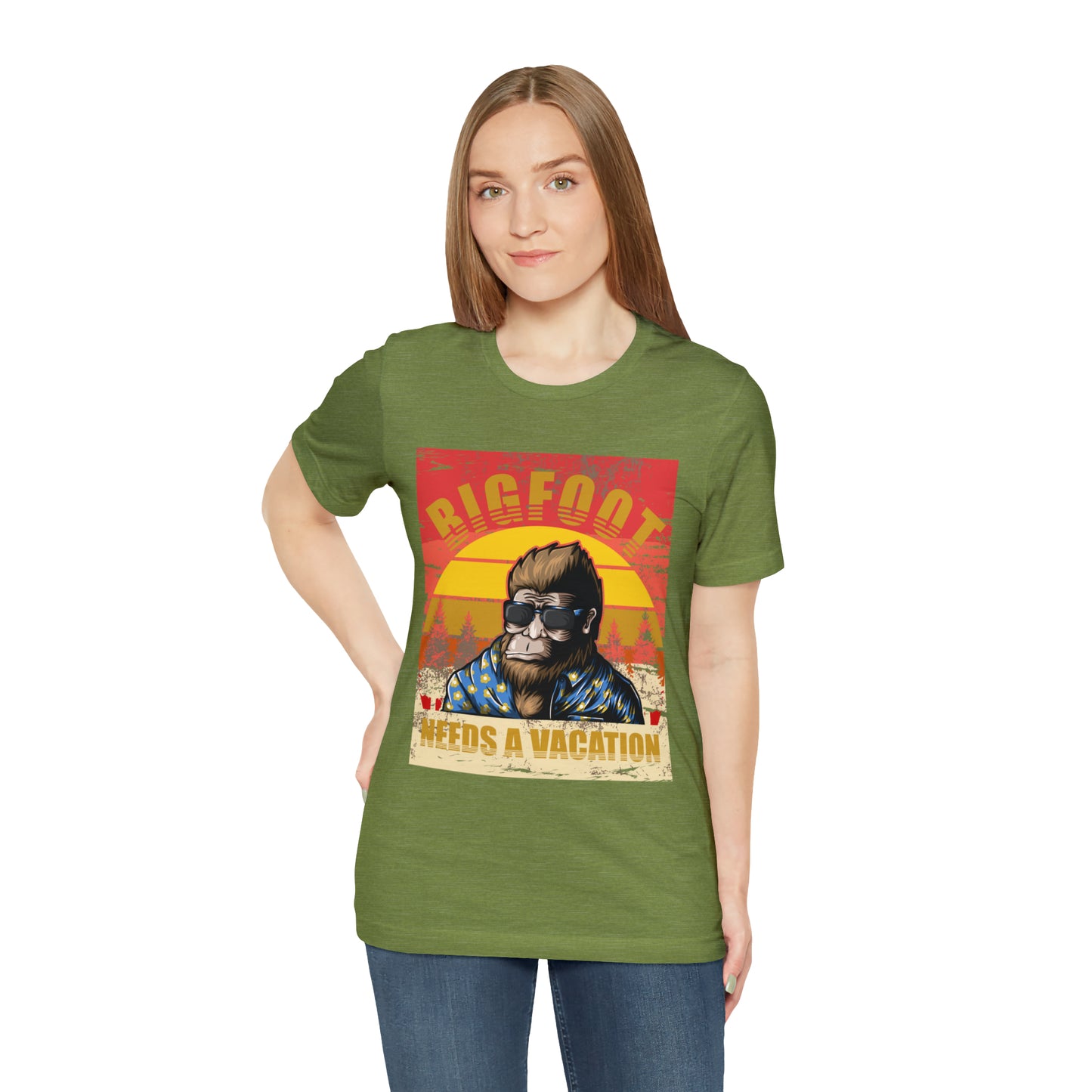 Bigfoot needs vacation Unisex Jersey Short Sleeve Tee