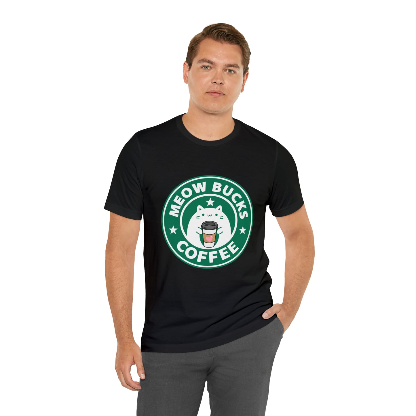 MeowBucks Coffee Unisex Jersey Short Sleeve Tee