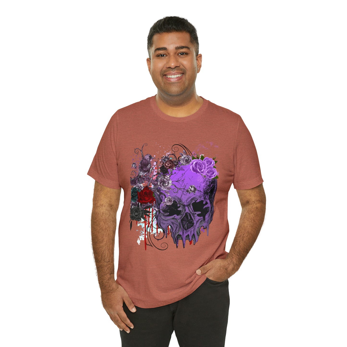 Halloween skull purple Unisex Jersey Short Sleeve Tee