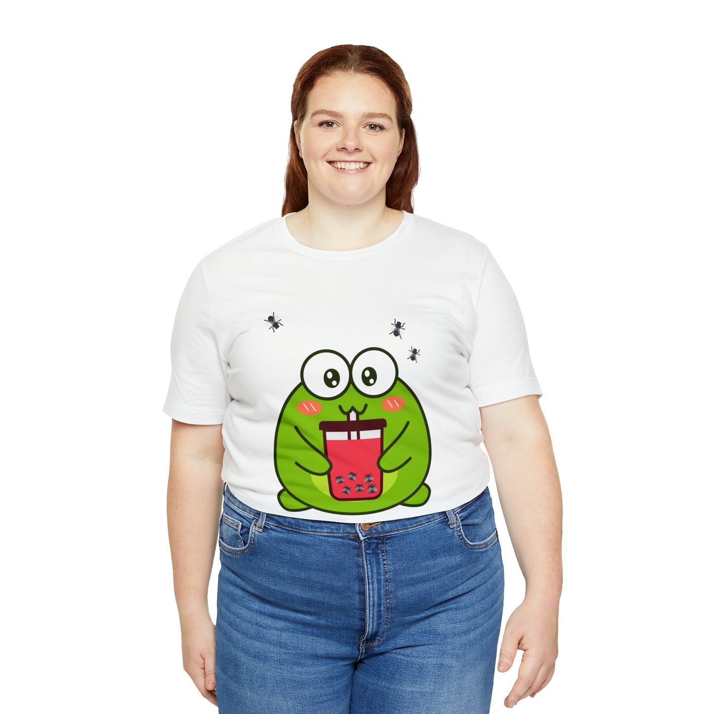 Frog loves boba tea Unisex Jersey Short Sleeve Tee