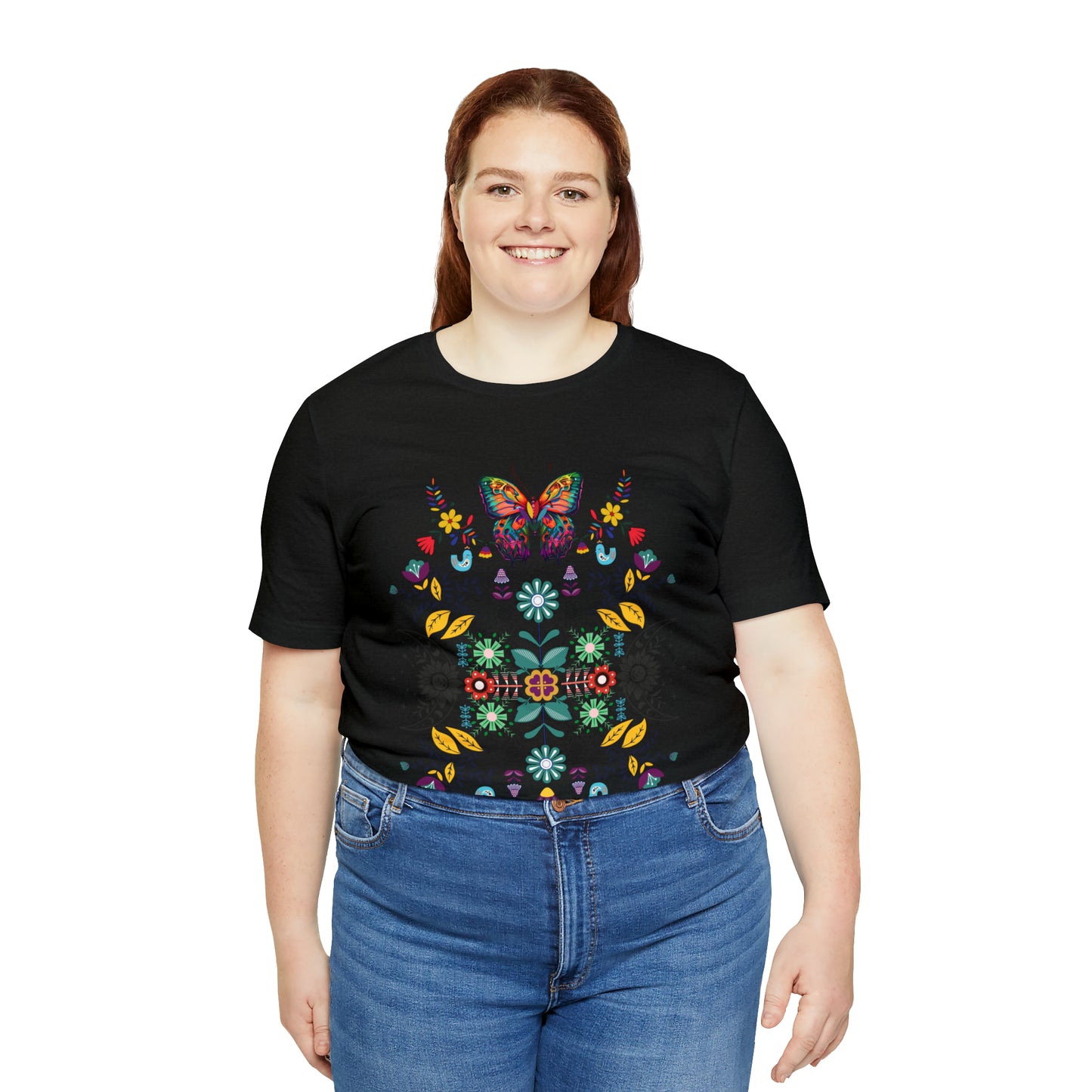 Celestial Folk art butterfly Unisex Jersey Short Sleeve Tee