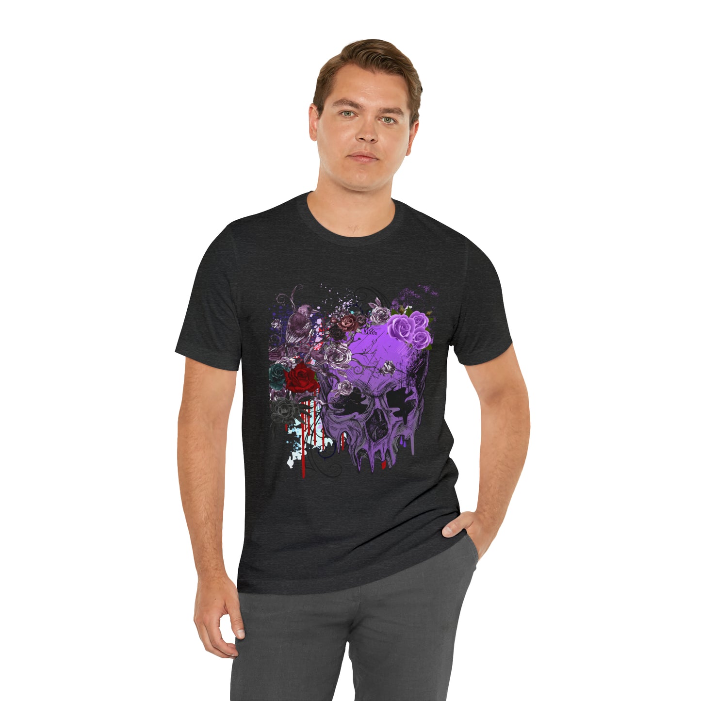 Halloween skull purple Unisex Jersey Short Sleeve Tee