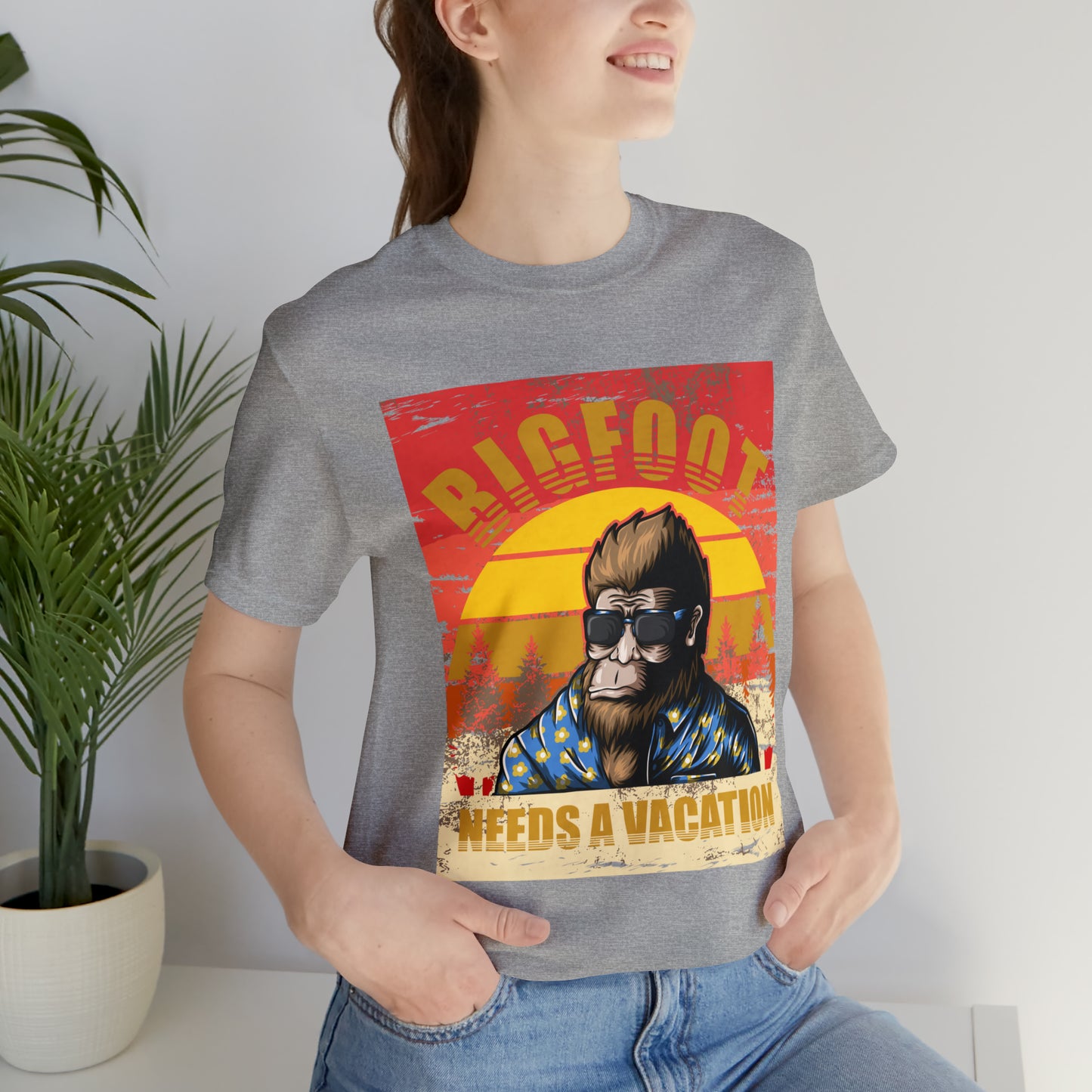 Bigfoot needs vacation Unisex Jersey Short Sleeve Tee