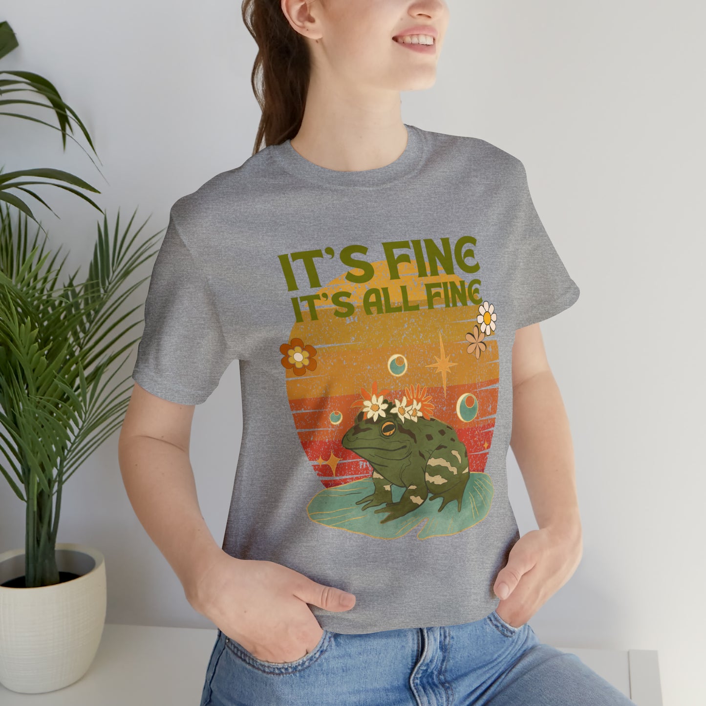 It's fine, it's all fine Cottage Frog Unisex Jersey Short Sleeve Tee