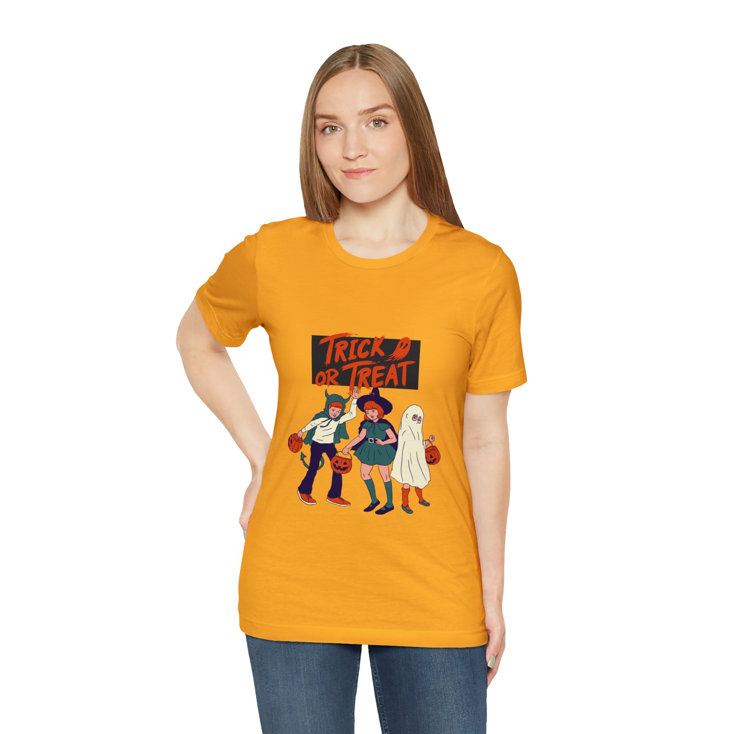 Halloween Trick or Treat Unisex Jersey Short Sleeve Tee