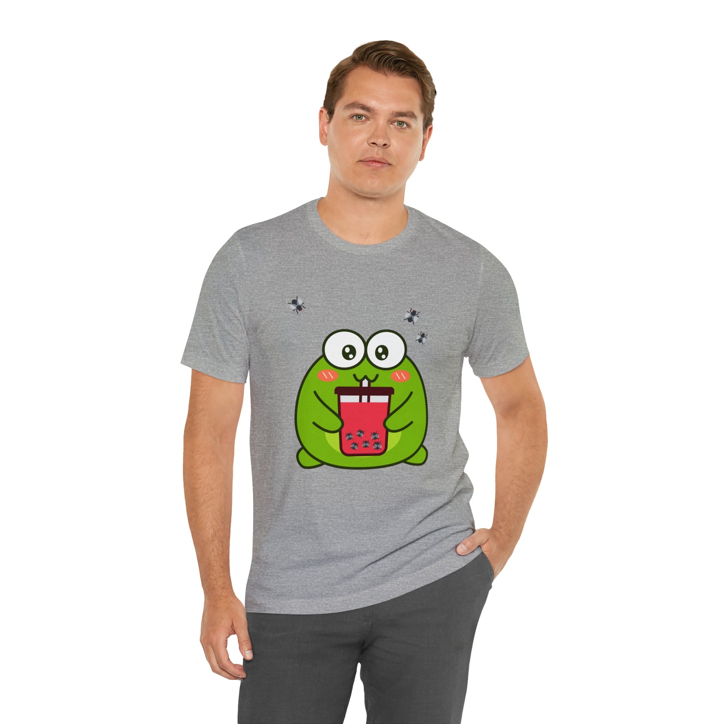 Frog loves boba tea Unisex Jersey Short Sleeve Tee