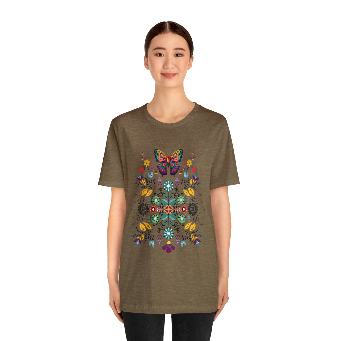 Celestial Folk art butterfly Unisex Jersey Short Sleeve Tee