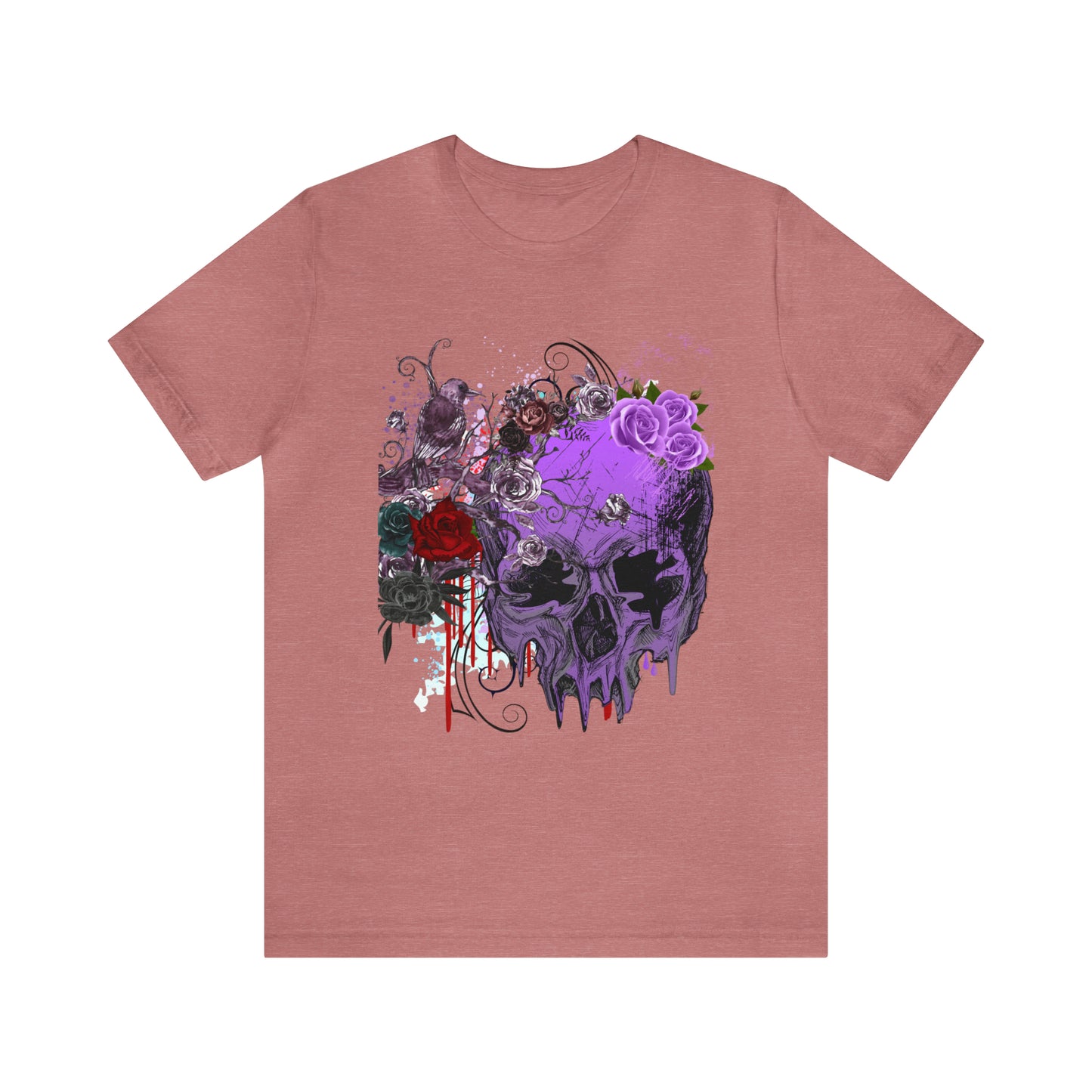 Halloween skull purple Unisex Jersey Short Sleeve Tee