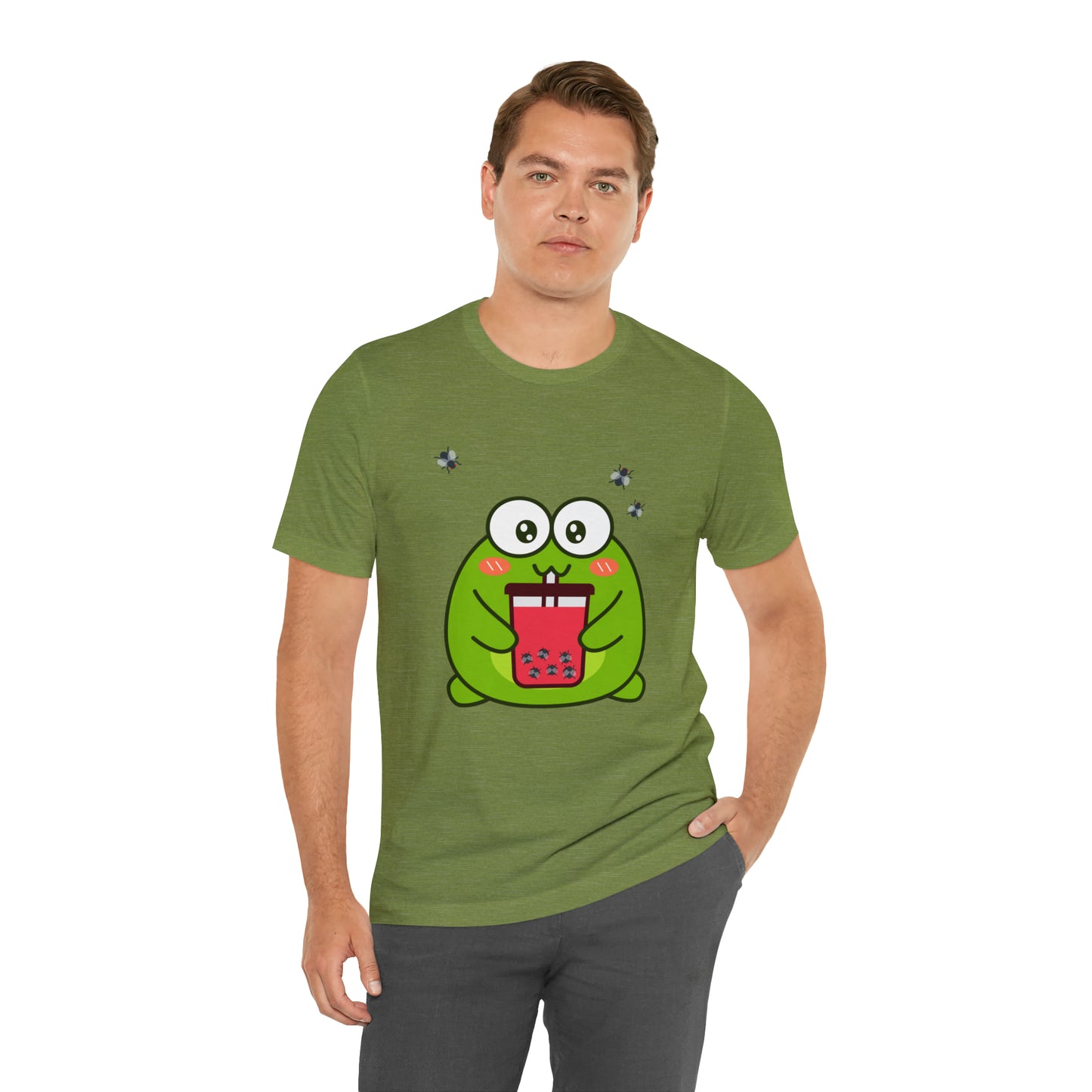 Frog loves boba tea Unisex Jersey Short Sleeve Tee