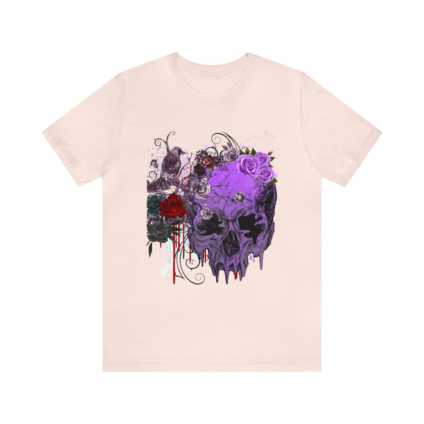 Halloween skull purple Unisex Jersey Short Sleeve Tee