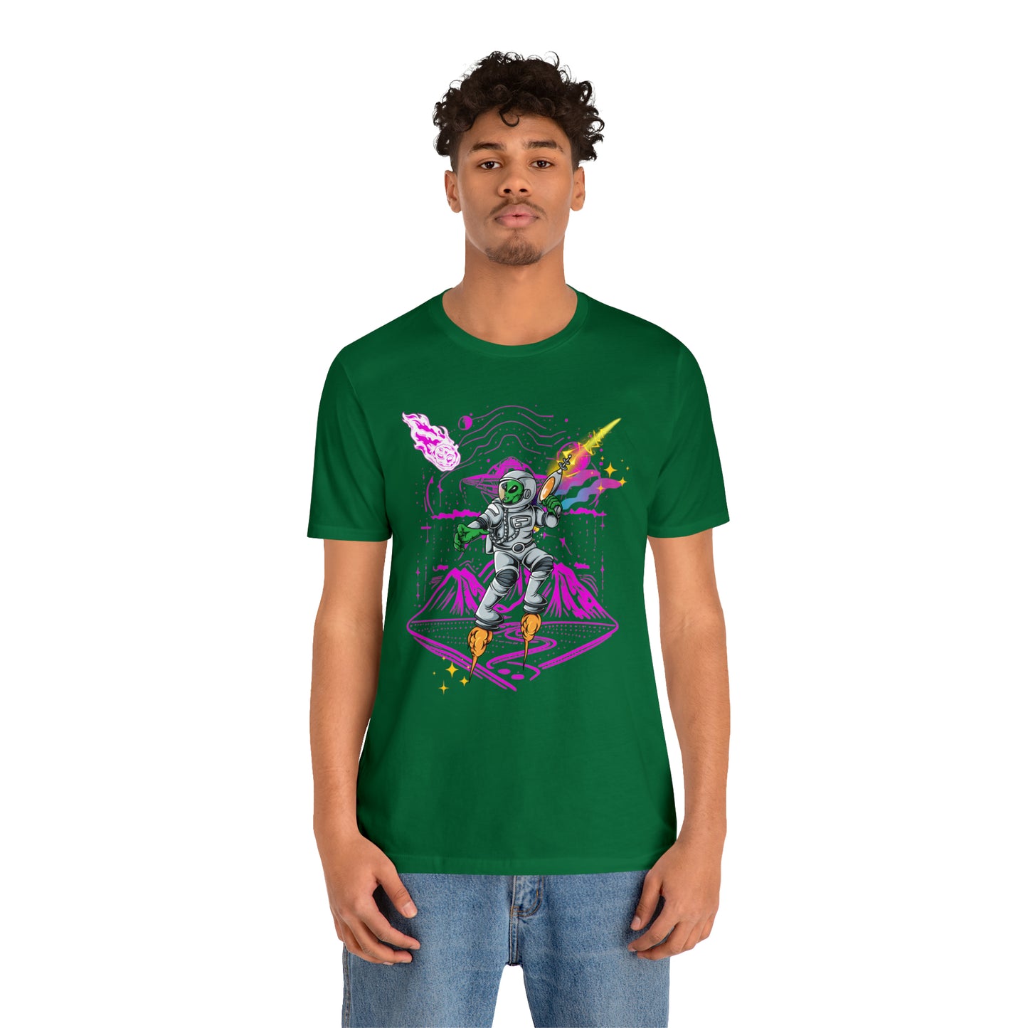 Alien and ray gun Unisex Jersey Short Sleeve Tee