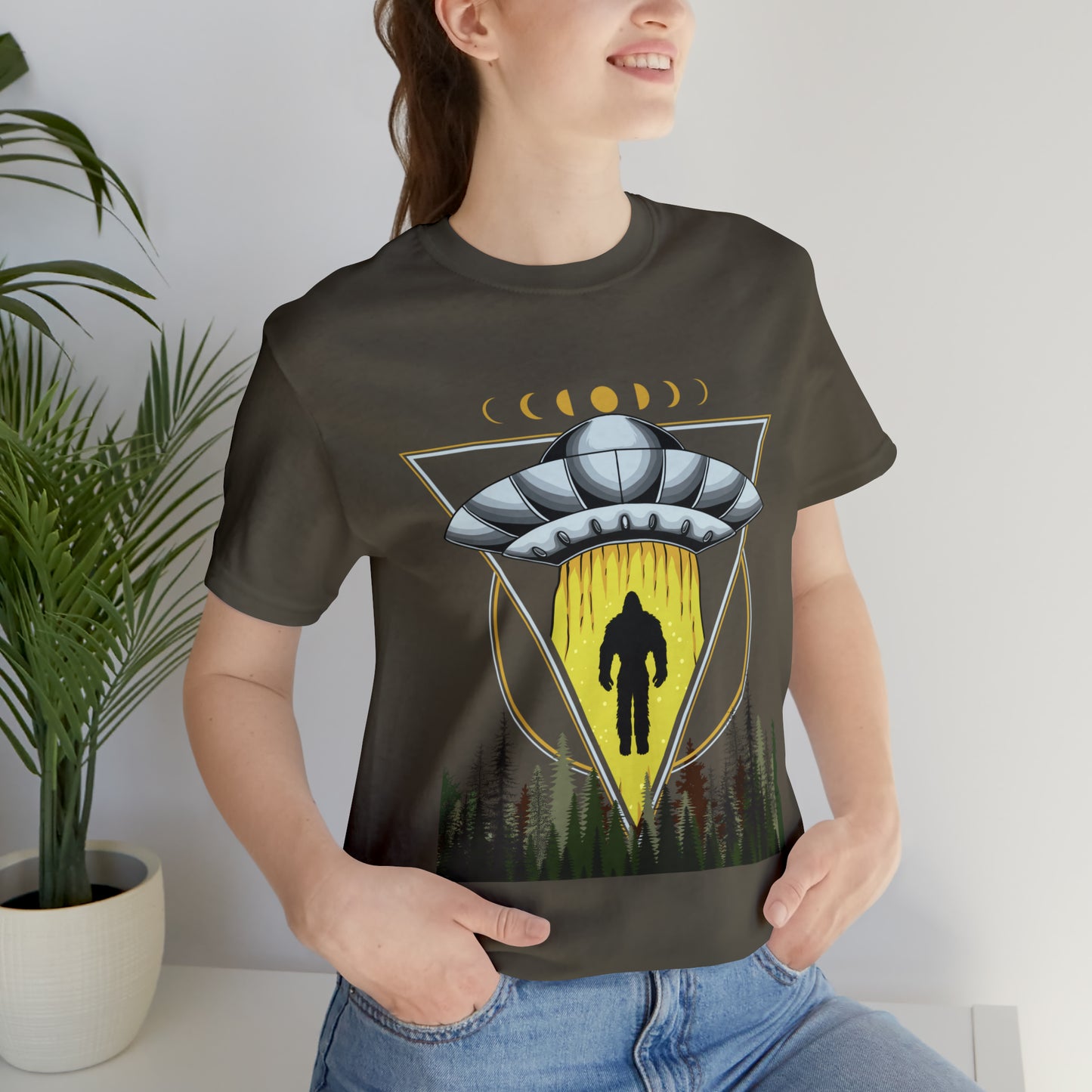 Bigfoot UFO Abduction Unisex Jersey Short Sleeve Tee