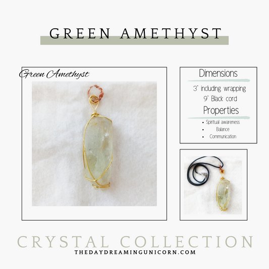 Green Amethyst Copper wrapped Pendant