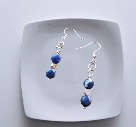 Earrings: Sodalite beads