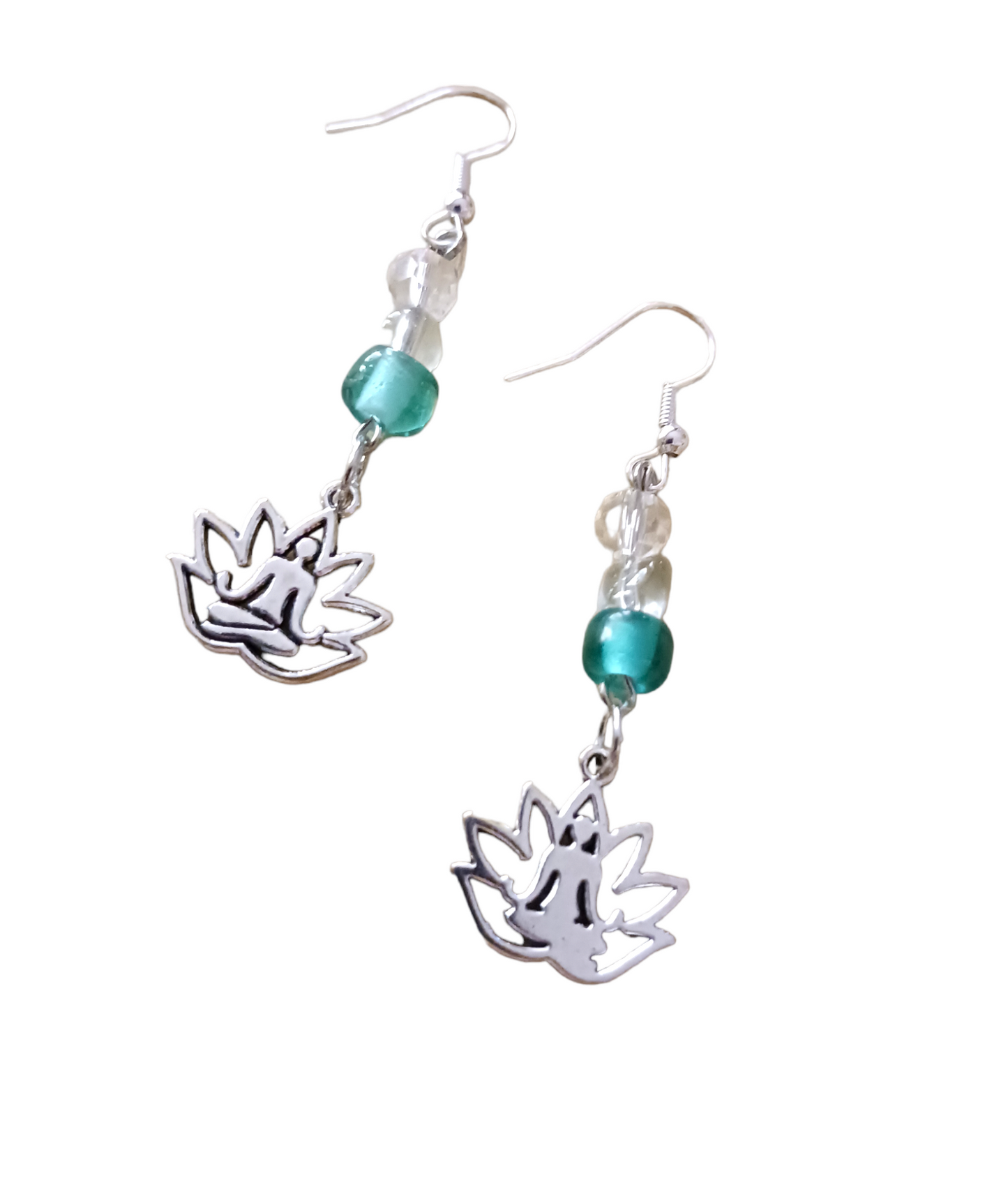 Earrings: Lotus flower/meditation charm