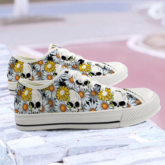 Daisy and skulls Canvas Shoes Low Top Sneakers