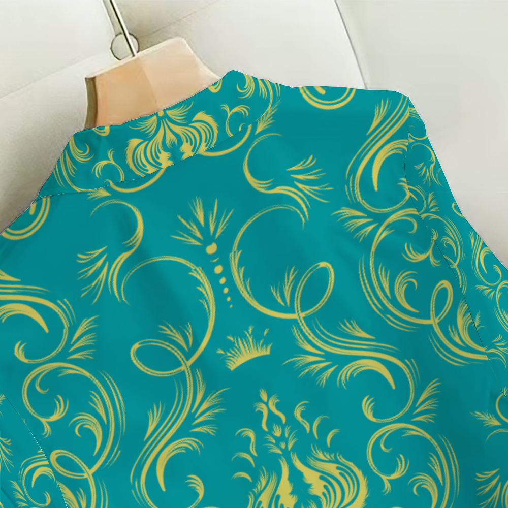 Teal Baroque Custom All Over Print Women's Long Sleeves Shirt