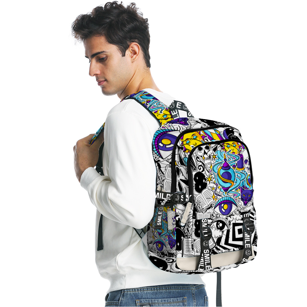 Abstract design 12" x 17" x 7" Backpack with Straps