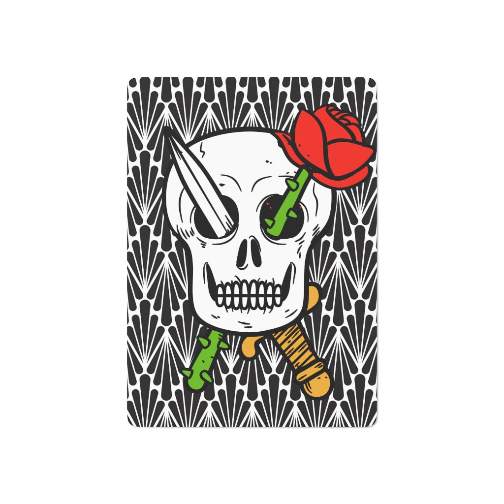 Black skull with rose Custom Poker Cards