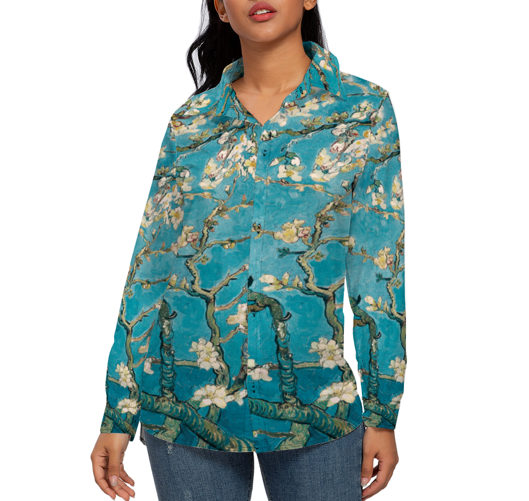 Almond blossom Custom All Over Print Women's Long Sleeves Shirt