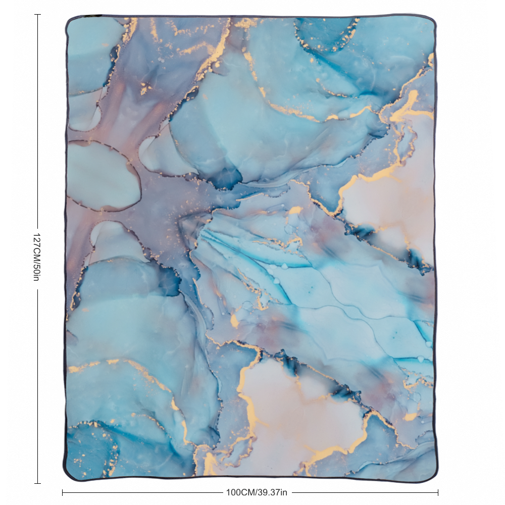 Blue marble Sherpa Fleece Blanket 1 Sided Printing