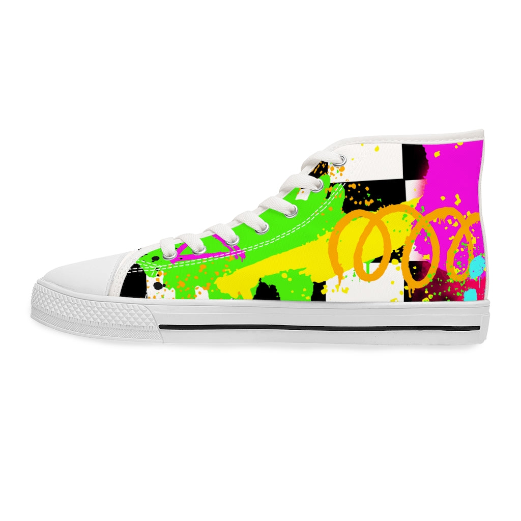 Abstract checkered Women's High Top Sneakers