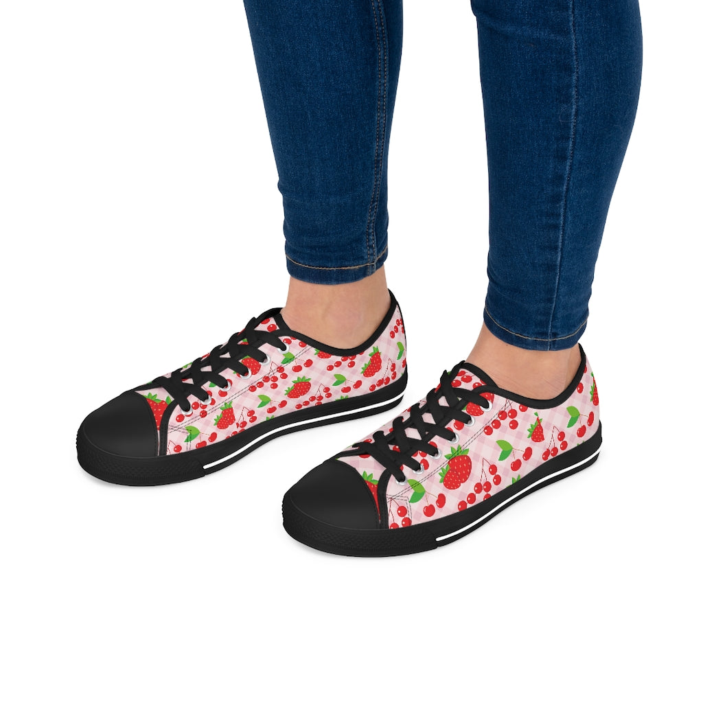 Strawberry & cherry Women's Low Top Sneakers