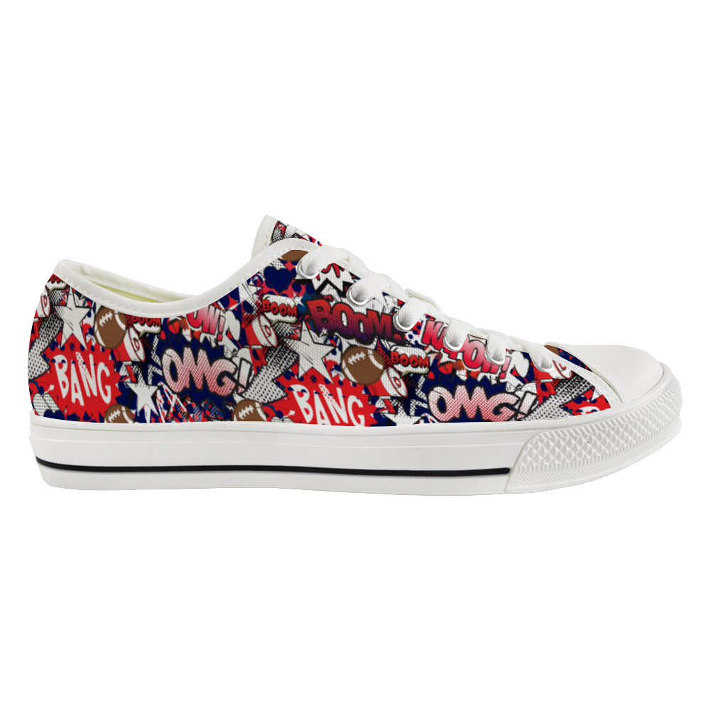 Red and Blue Comic Canvas Shoes Low Top Sneakers